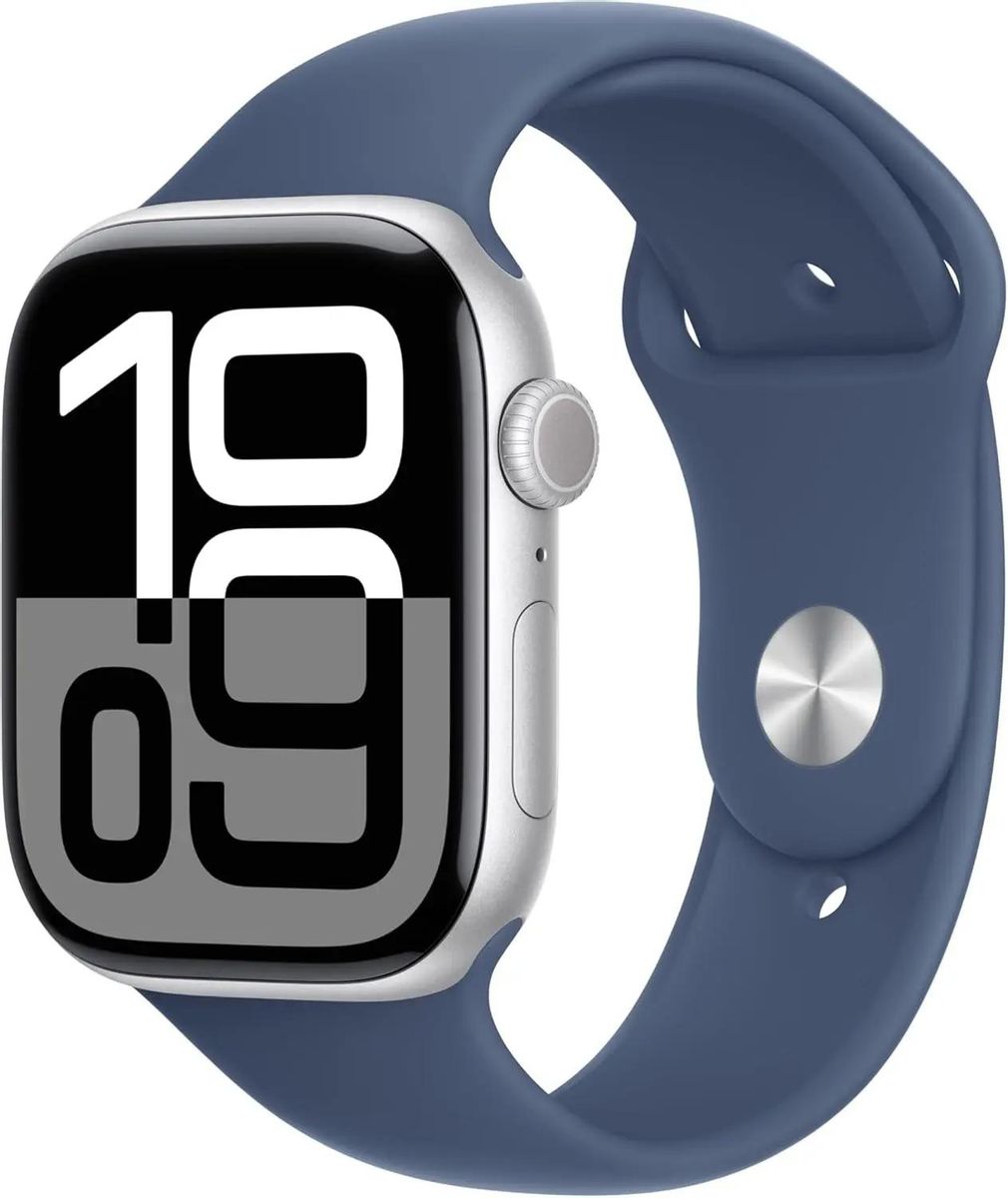 Смарт-часы Apple Watch Series 10 A2999,  46мм,  2.1",  синий/серебристый [mwwl3lw/a]